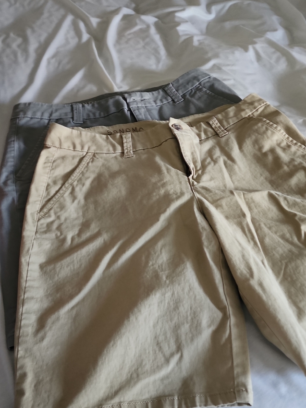 Sonoma Tan and Gray Womens Chino Shorts - Classic Casual Two Pair